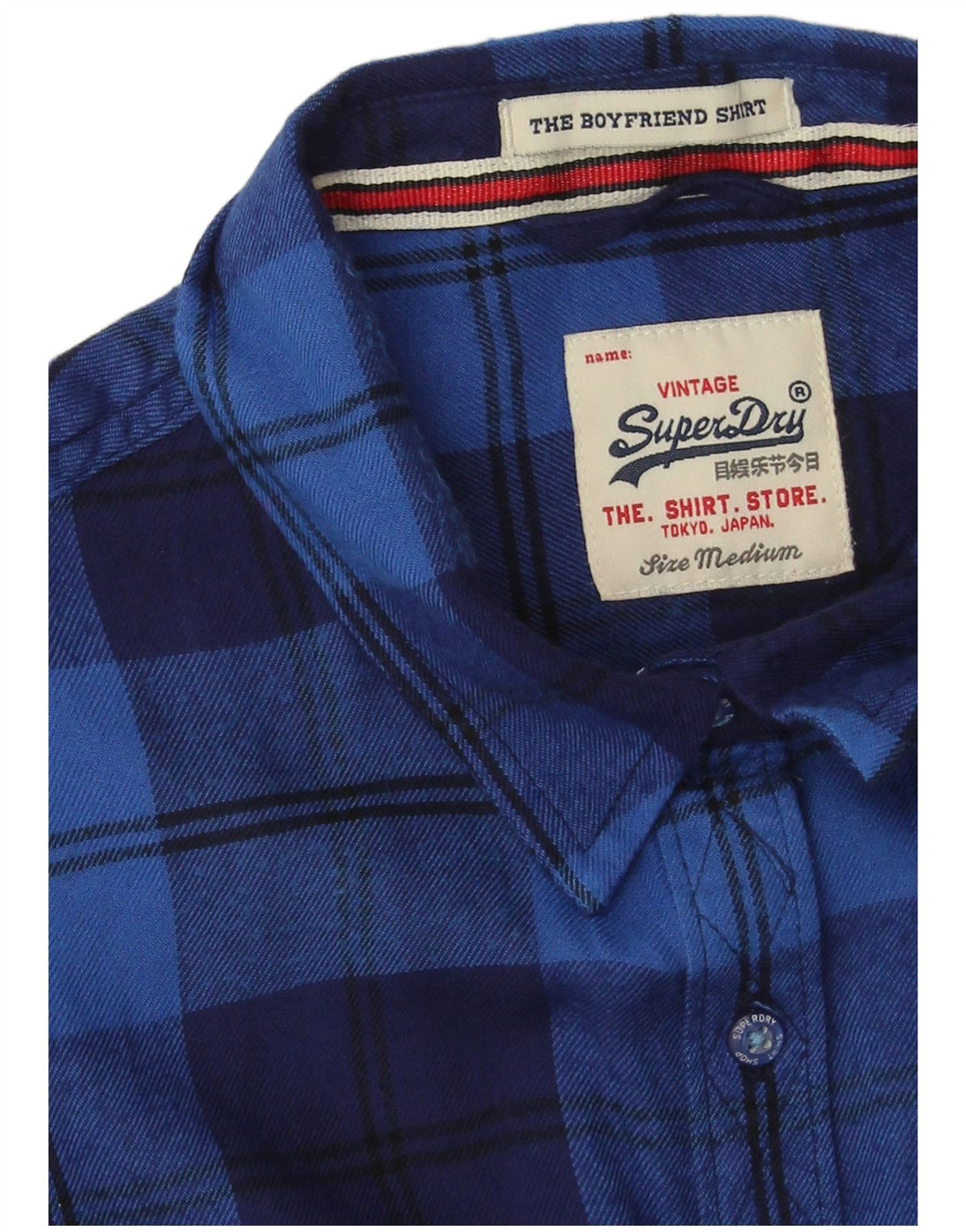 Camicia in flanella da donna Superdry UK 14 viscosa a quadri blu medio
