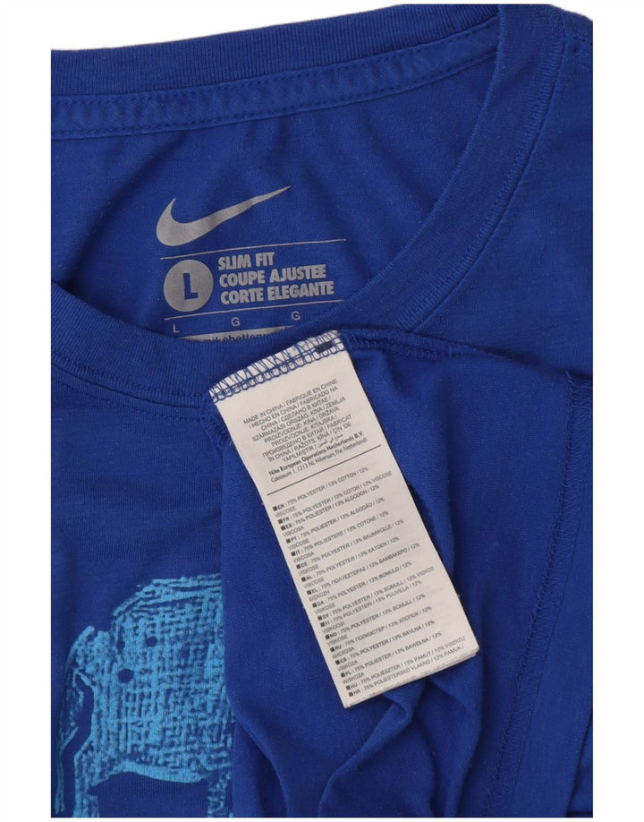 NIKE T-shirt grafica da uomo slim fit, top grande in poliestere blu