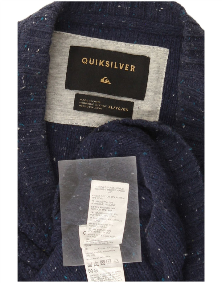 Maglione maglione girocollo da uomo QUIKSILVER XL cotone screziato blu