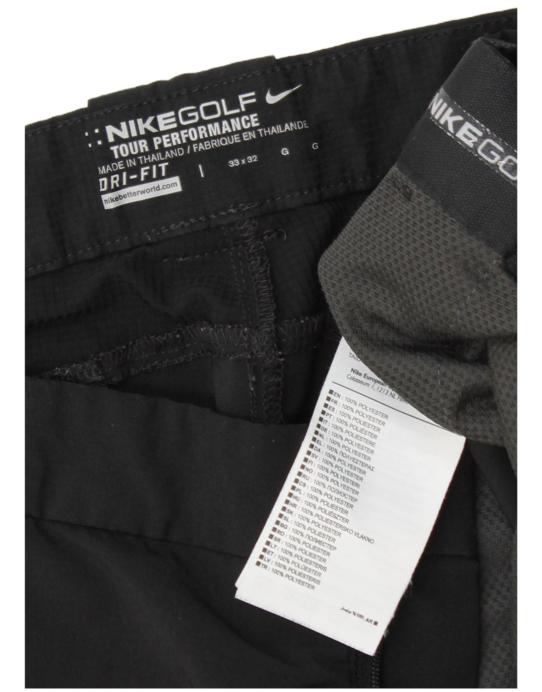 Pantaloni chino dritti NIKE Dri Fit da uomo W33 L32 poliestere nero