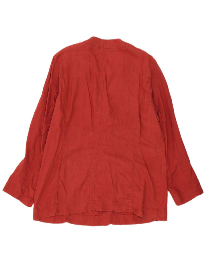 Giacca blazer a 4 bottoni da donna Laura Ashley UK 14 grande lino rosso