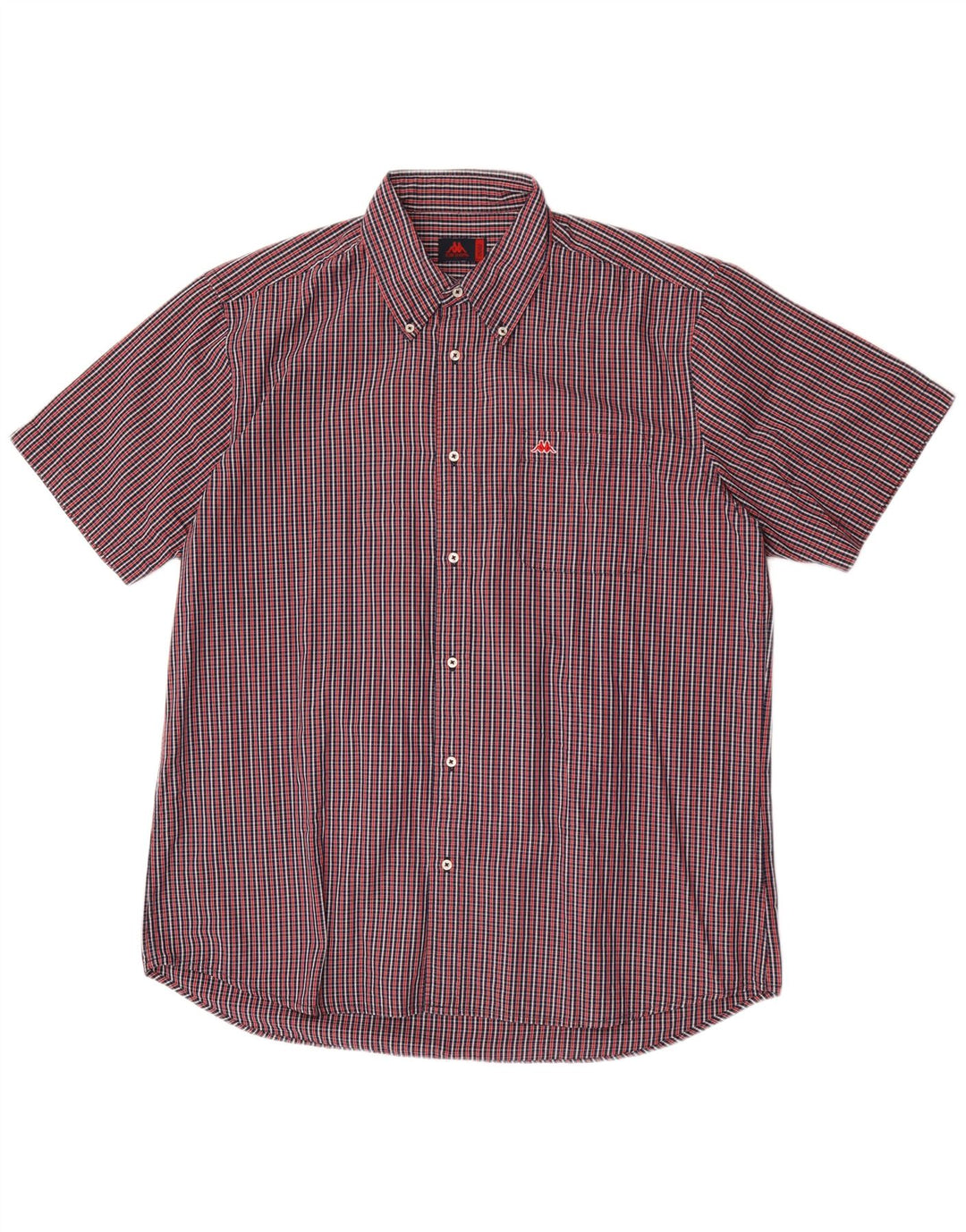 Camicia a maniche corte da uomo Kappa 2XL in cotone a quadri rossi