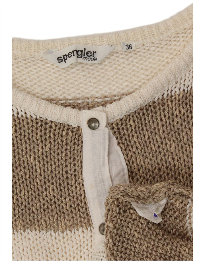 Canotta vintage da donna canotta EU 36 piccolo poliacrilico a righe beige