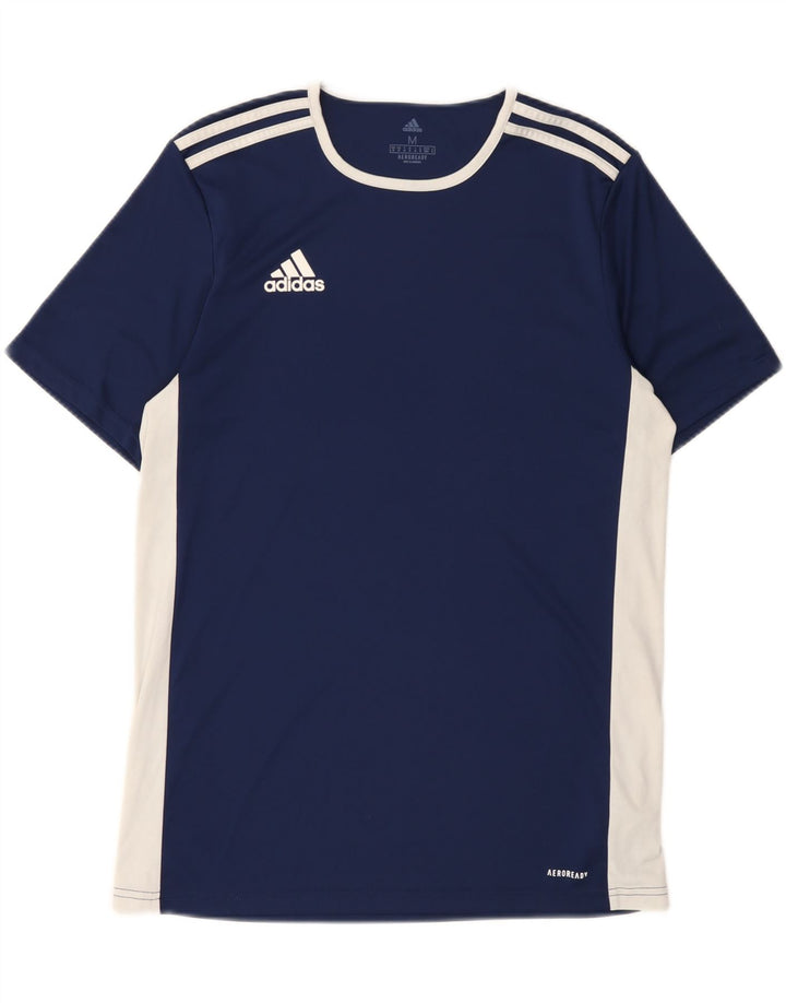 T-shirt grafica da uomo Adidas Aeroready Top medio in poliestere blu navy