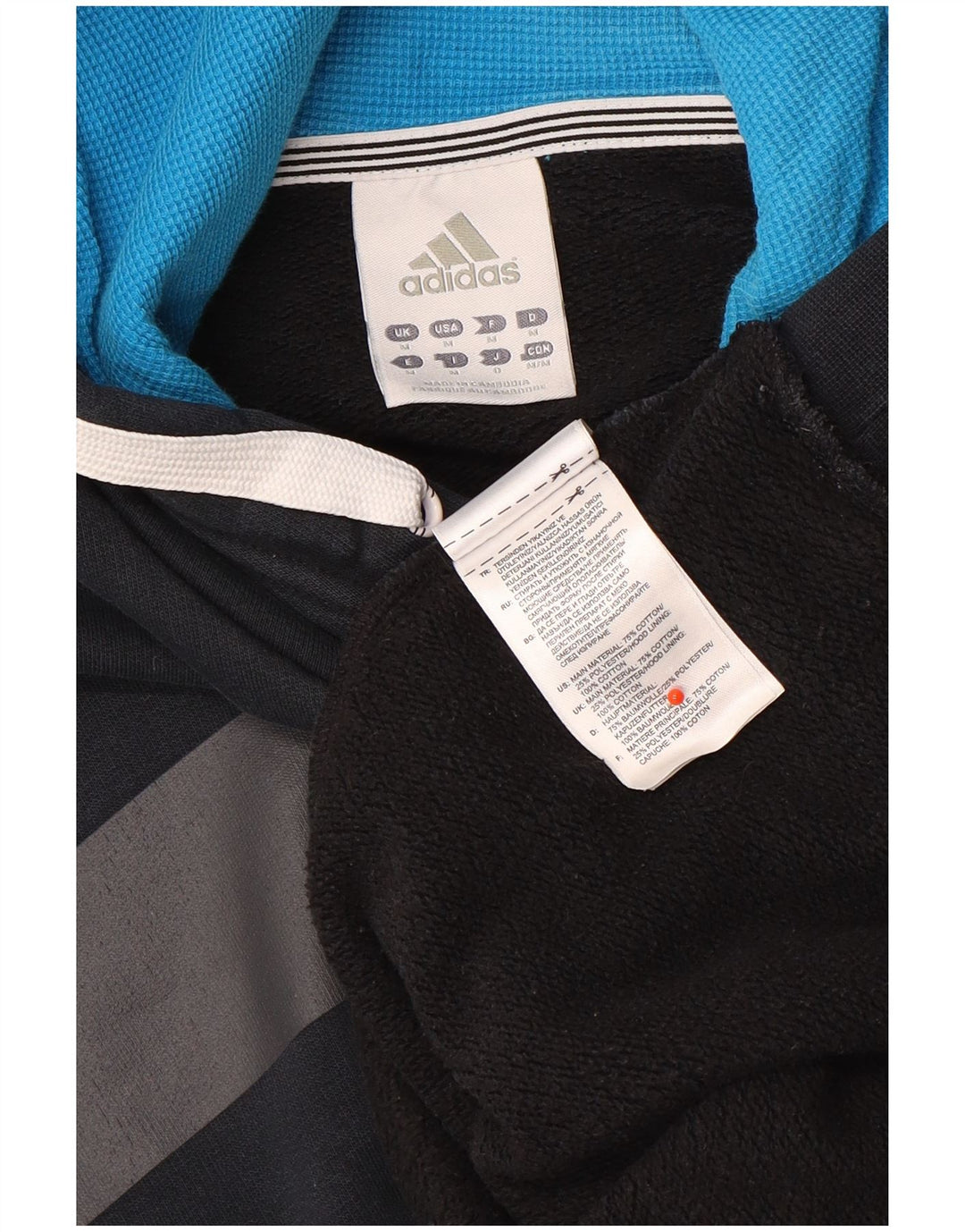 Felpa con cappuccio da uomo Adidas, cotone color block medio nero
