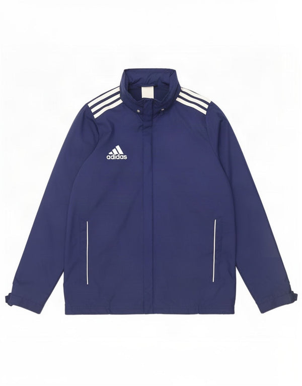 Giacca antipioggia con cappuccio Adidas da ragazzo 13-14 anni in nylon blu navy