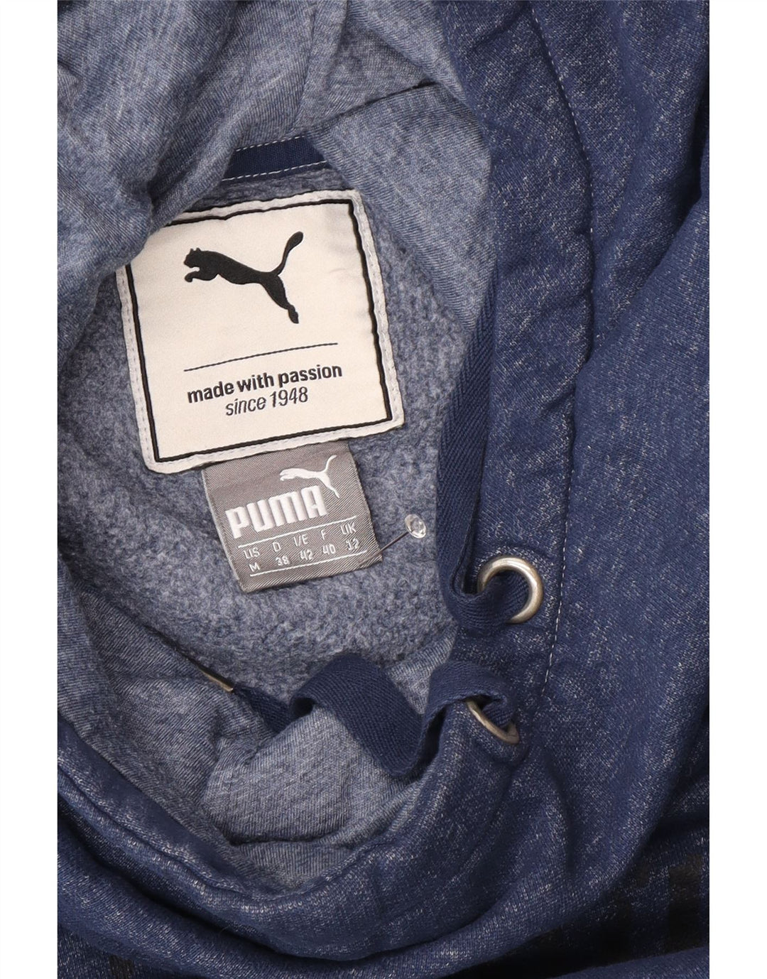 PUMA Felpa con cappuccio oversize da donna UK 12 Medium Navy Blue Flecked
