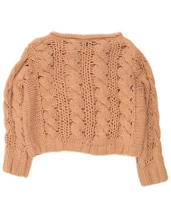 Topshop Womens Oversized Crop Boat Neck Jumper Sweater UK 10 Small Beige