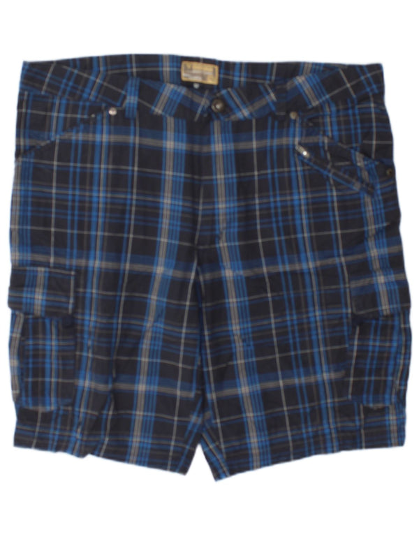Pantaloncini cargo da uomo Brugi IT 52 XL W36 cotone a quadri blu navy