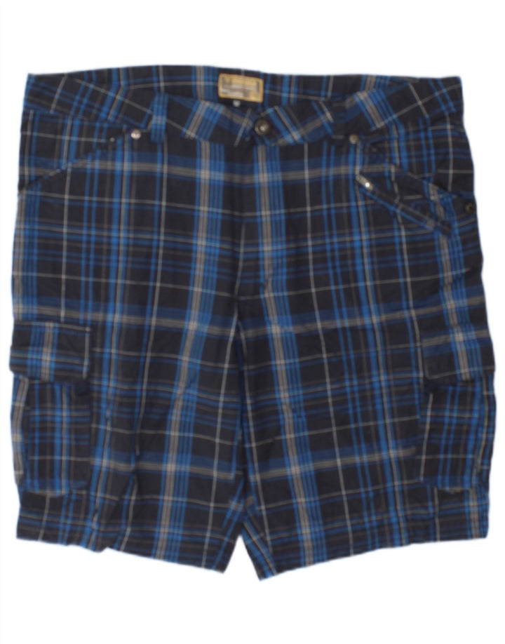 Pantaloncini cargo da uomo Brugi IT 52 XL W36 cotone a quadri blu navy