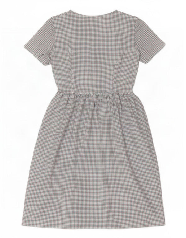 Abito a trapezio da donna vintage UK 10 piccolo check blu