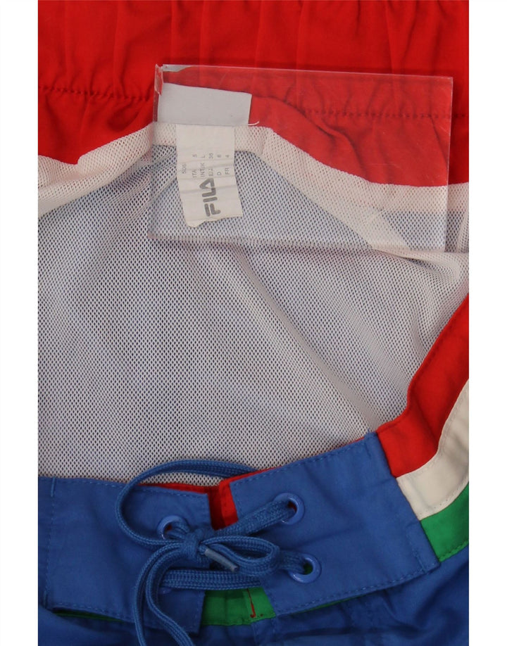 Pantaloncini da bagno da uomo Fila Large in poliestere color block blu