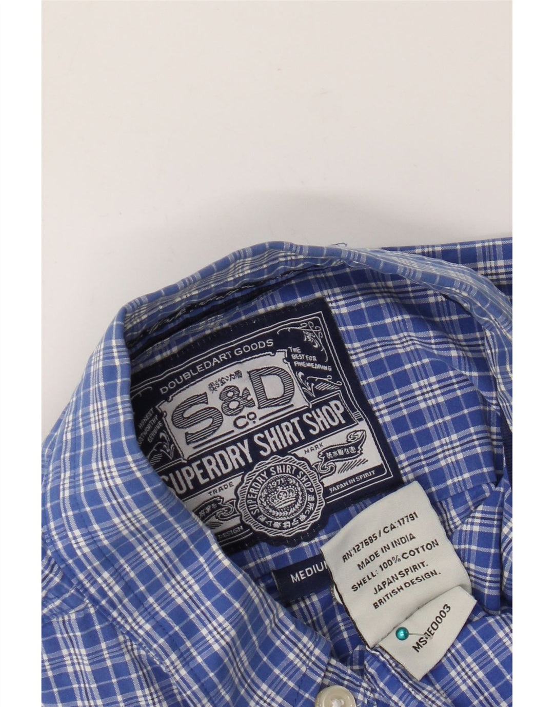 Camicia da uomo Superdry in cotone a quadri blu medio