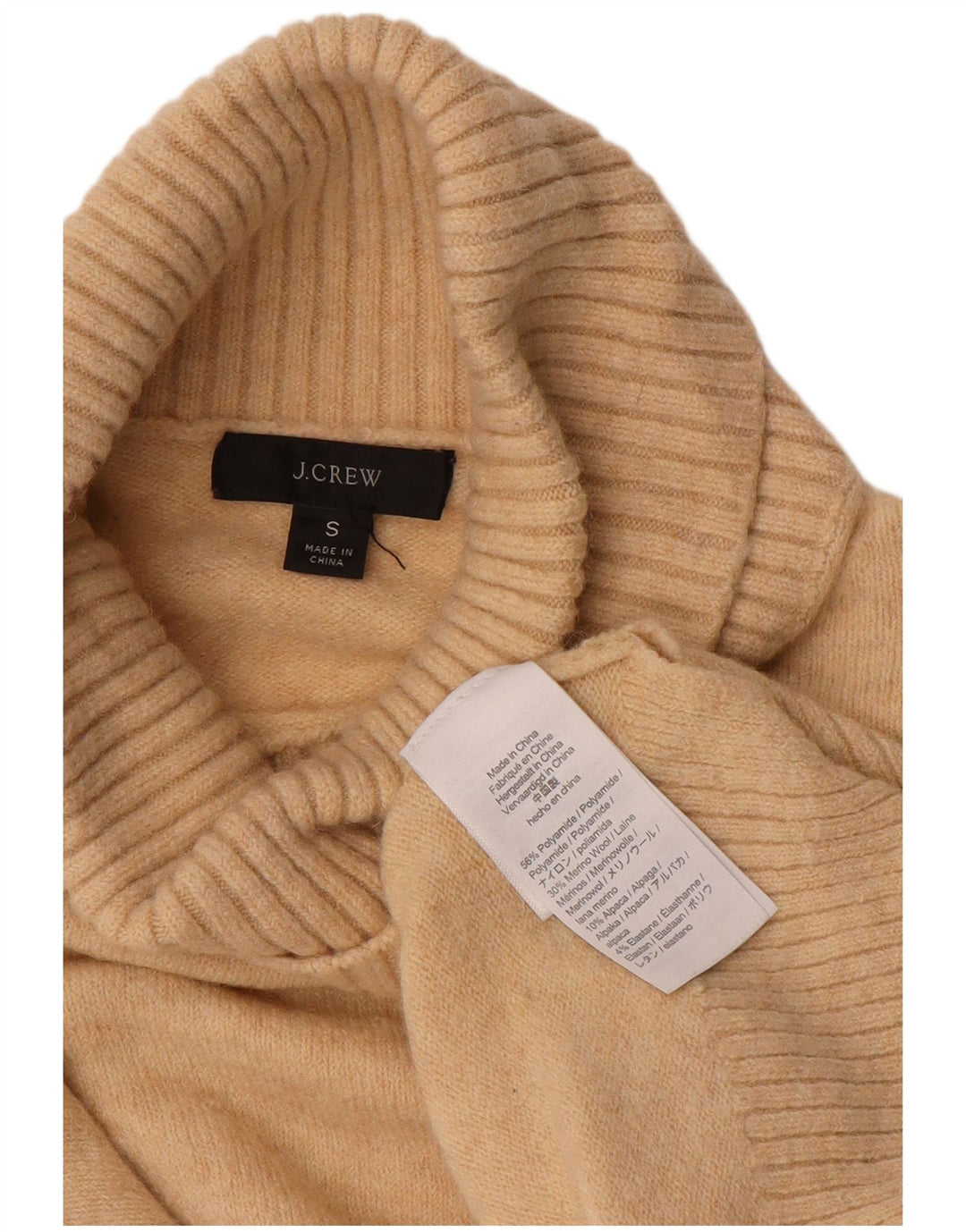J. CREW Maglione maglione oversize da donna con collo alto UK 10 piccolo Beige