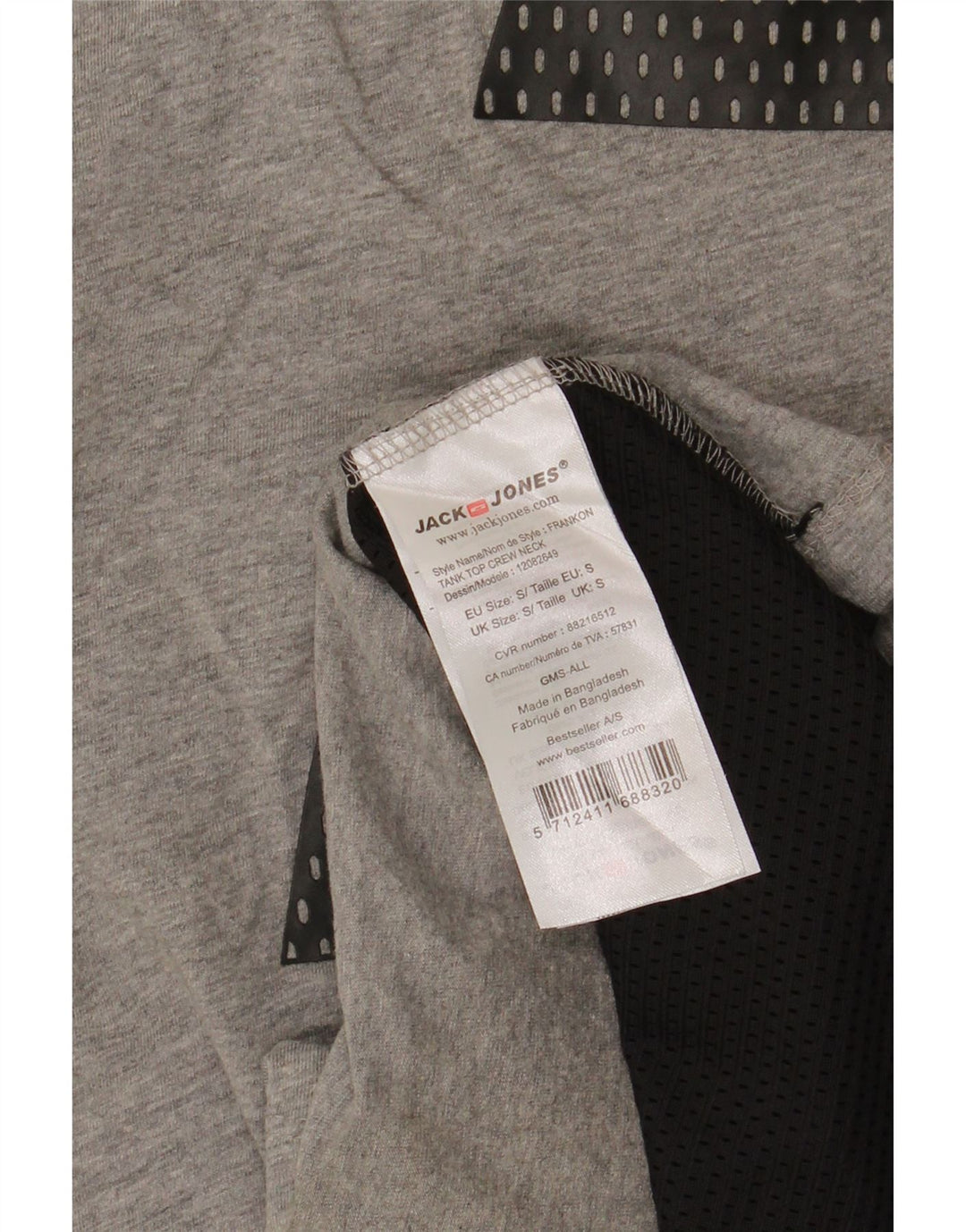 Jack & Jones Canottiera grafica da uomo piccola in cotone chiazzato grigio