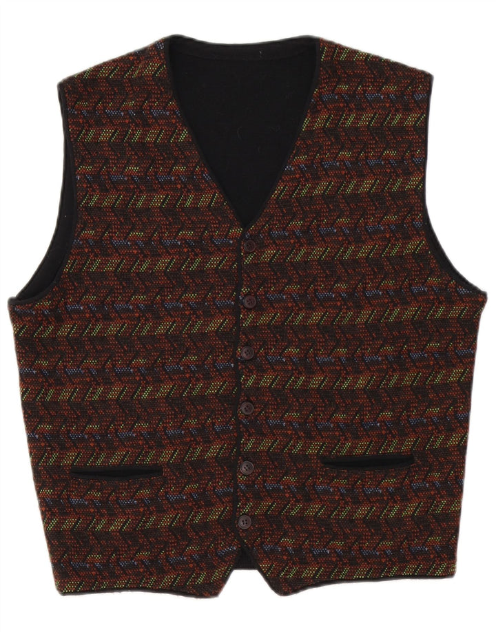 Gilet vintage da uomo piccolo geometrico multicolore