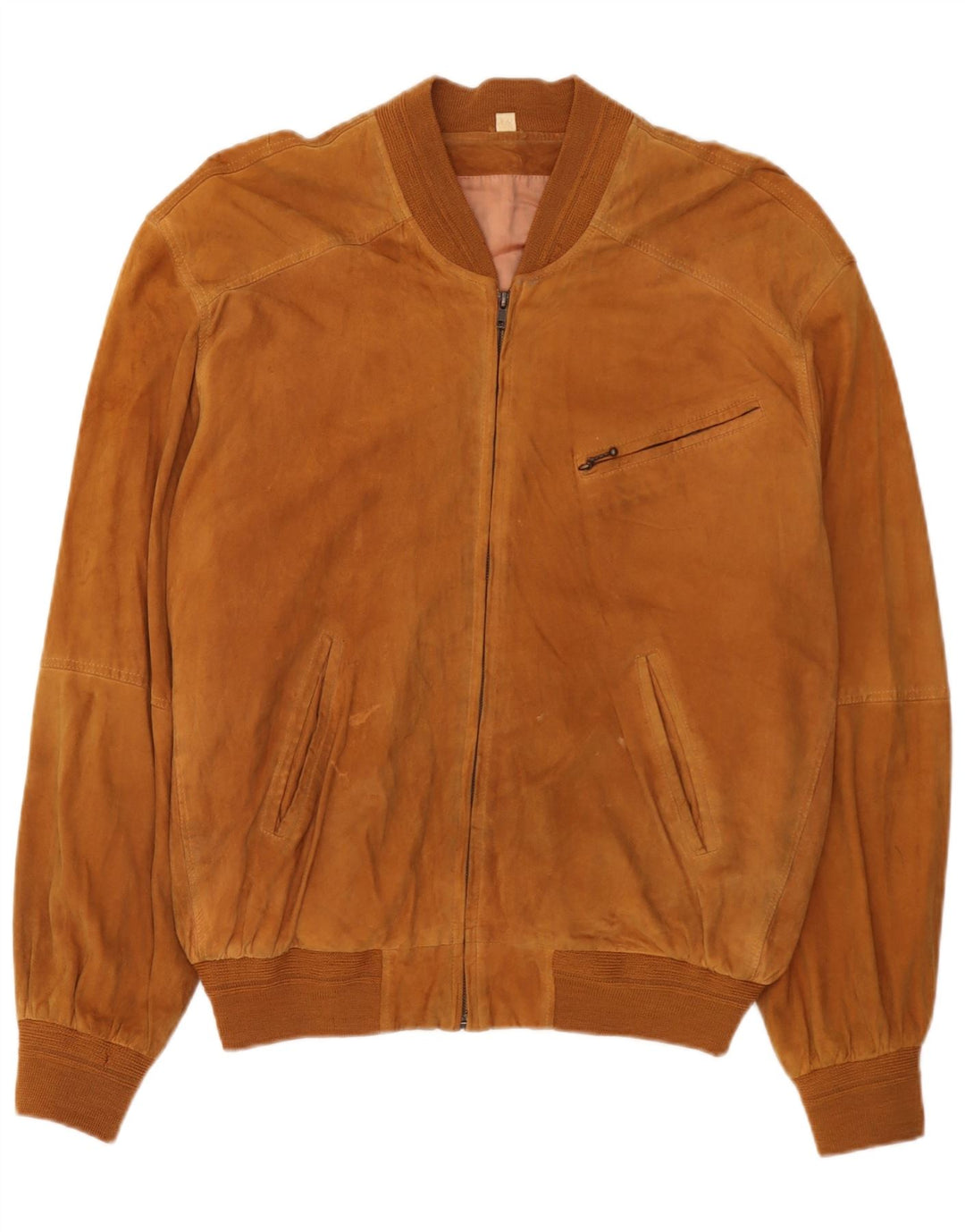 Giubbotto bomber vintage in pelle scamosciata da uomo IT 54 2XL in pelle marrone