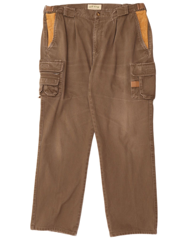 Pantaloni cargo dritti da uomo Orvis W38 L32 in cotone marrone