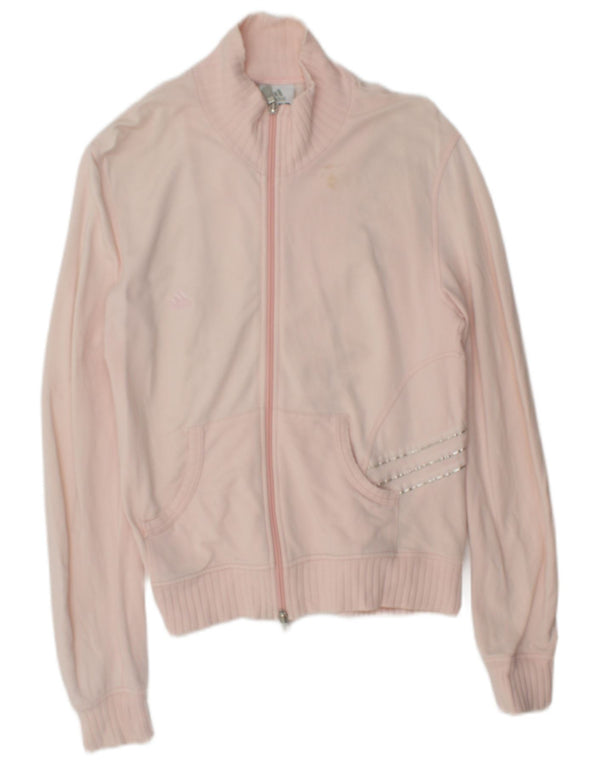 Giacca da ginnastica da donna Adidas UK 14 cotone rosa medio