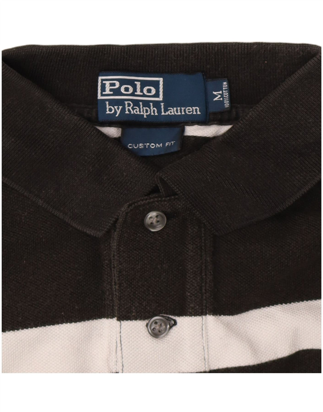 POLO RALPH LAUREN Polo da uomo su misura in cotone a righe nere medie