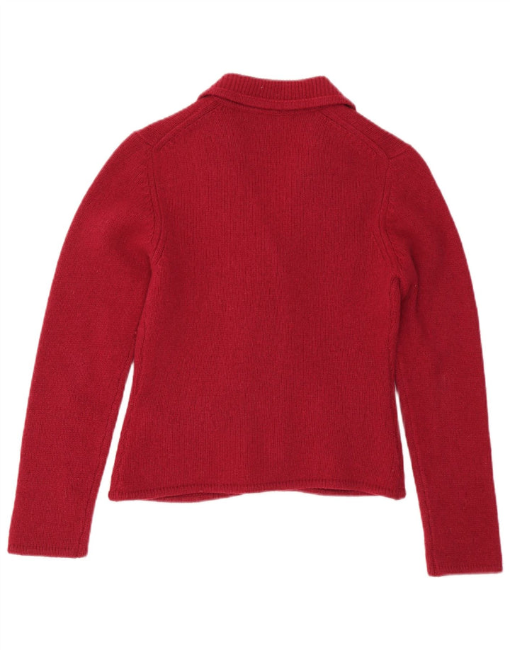 PHASE EIGHT Maglione cardigan da donna UK 10 Piccolo lana rossa