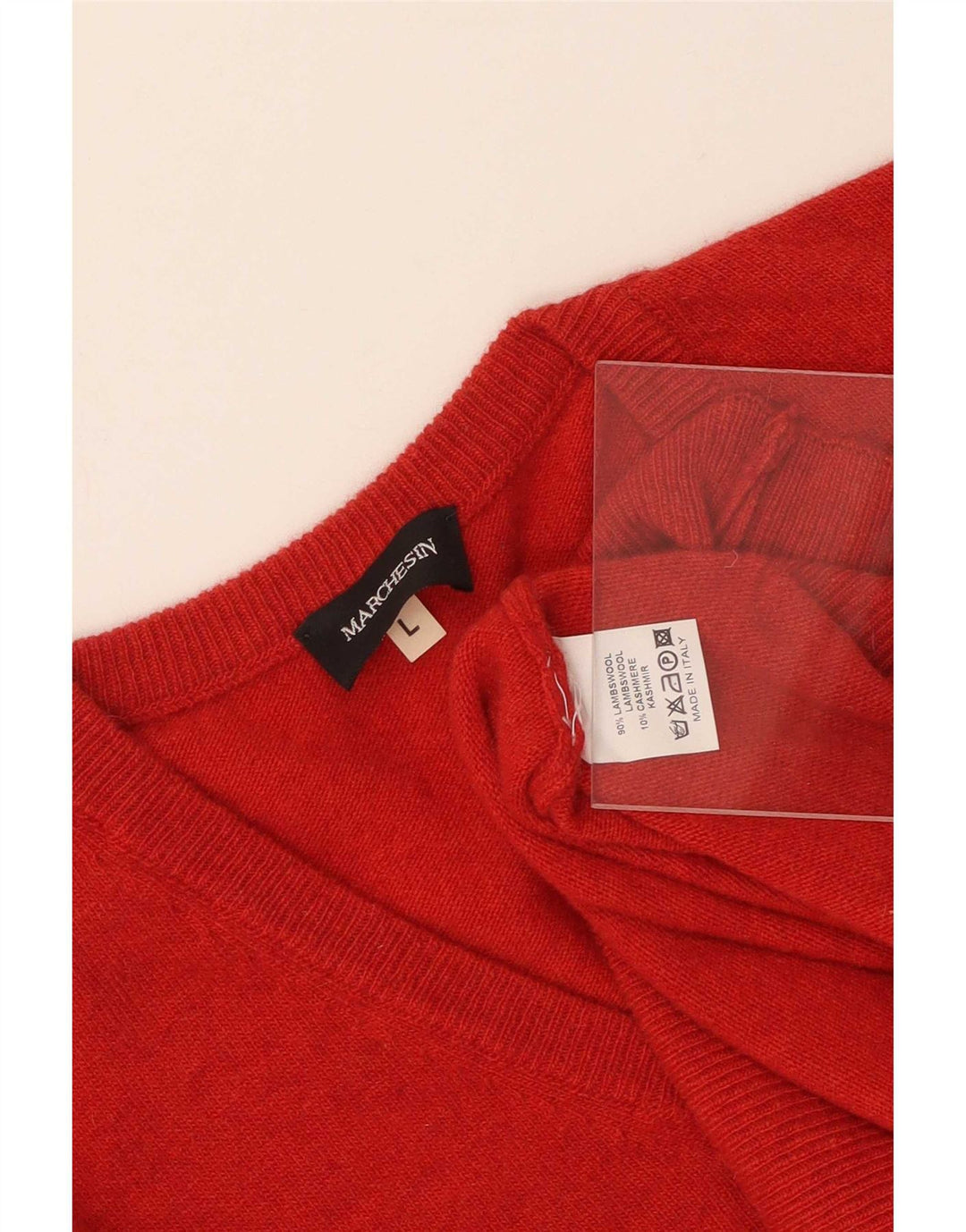 Maglione vintage da uomo con scollo a V grande lana rossa