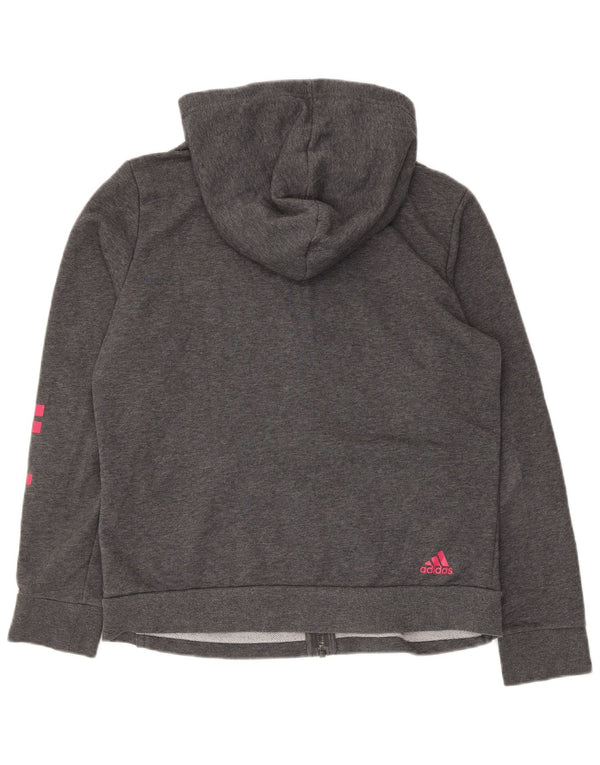 Felpa con cappuccio e zip Adidas Graphic Regular Fit da donna UK 16 Large Grigio
