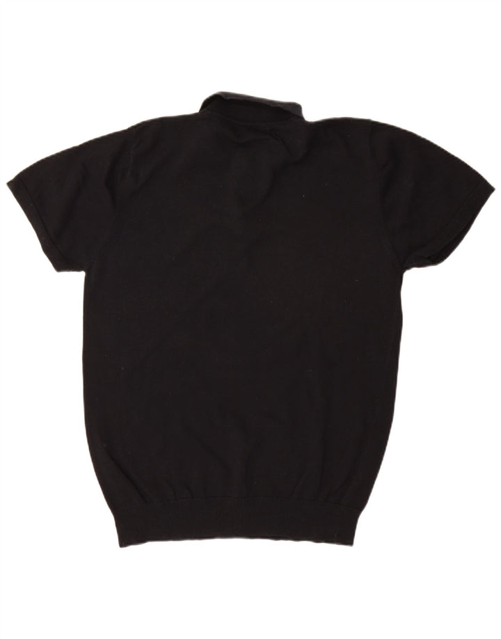 French Connection Maglione da uomo a maniche corte con collo a polo grande nero