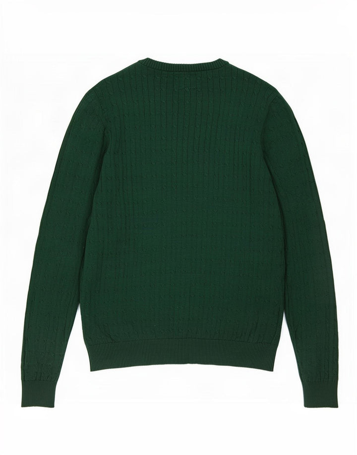 Maglione maglione girocollo da uomo vintage in cotone verde medio