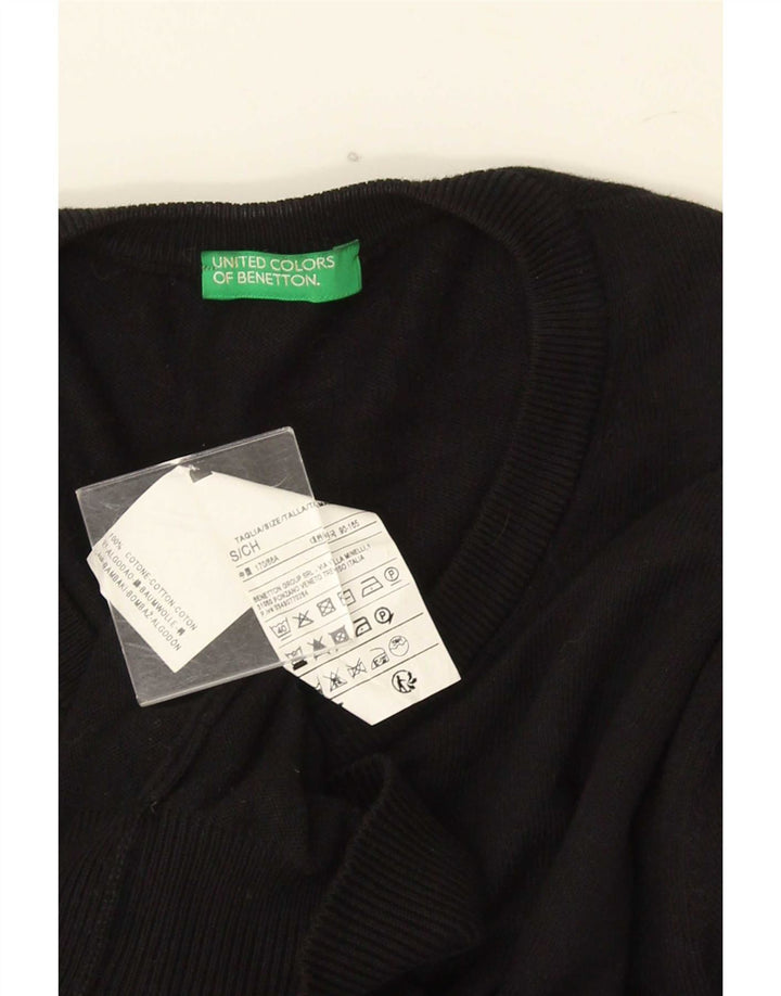 Maglione da uomo con scollo a V Benetton piccolo in cotone nero