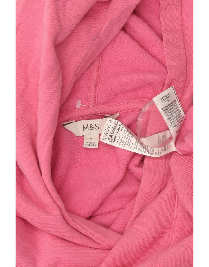 MARKS & SPENCER Womens Oversized Hoodie Jumper UK 14 Medium Pink Cotton
