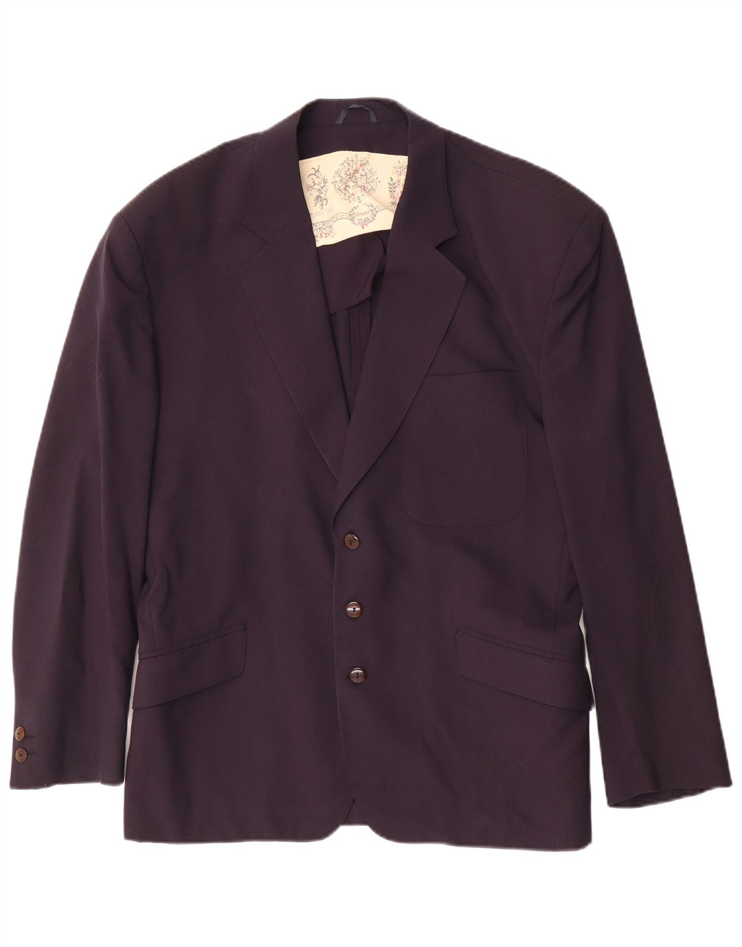 Giacca blazer vintage da uomo a 3 bottoni IT 50 grande in lana blu navy