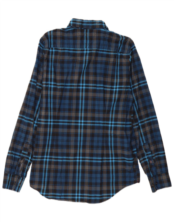 TOMMY HILFIGER Camicia slim fit da uomo grande in cotone a quadri blu navy