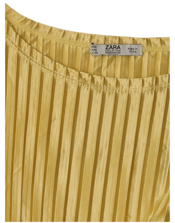 Top Camicetta Donna Zara UK 12 Giallo Medio