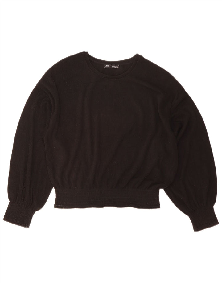 Camicetta oversize a maniche lunghe corta da donna Zara UK 10 piccola nera