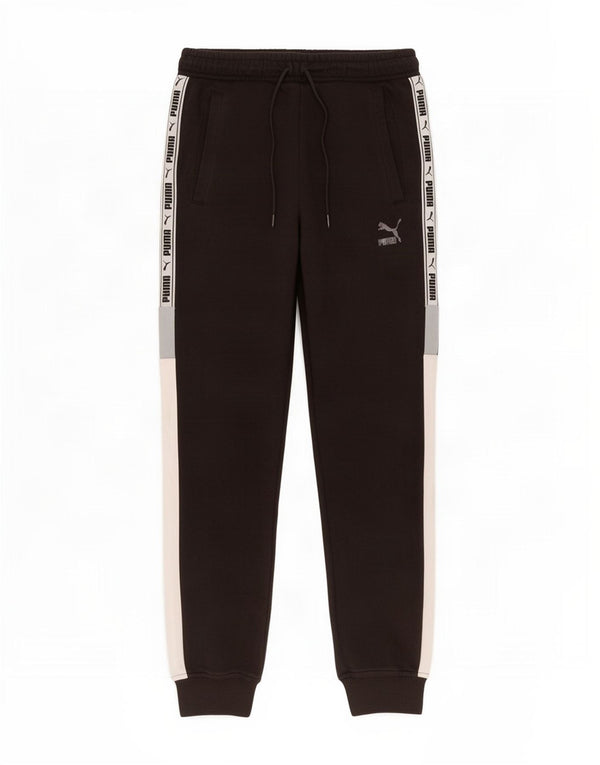 Puma Pantaloni da tuta con grafica da uomo Joggers Small Nero Colourblock Cotton