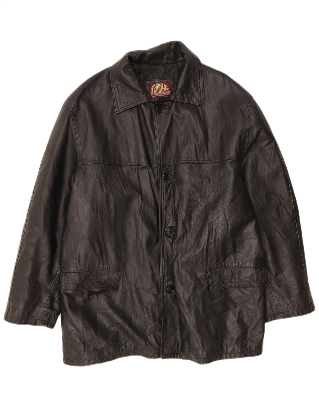 Giacca in pelle vintage da uomo IT 56 3XL Nera