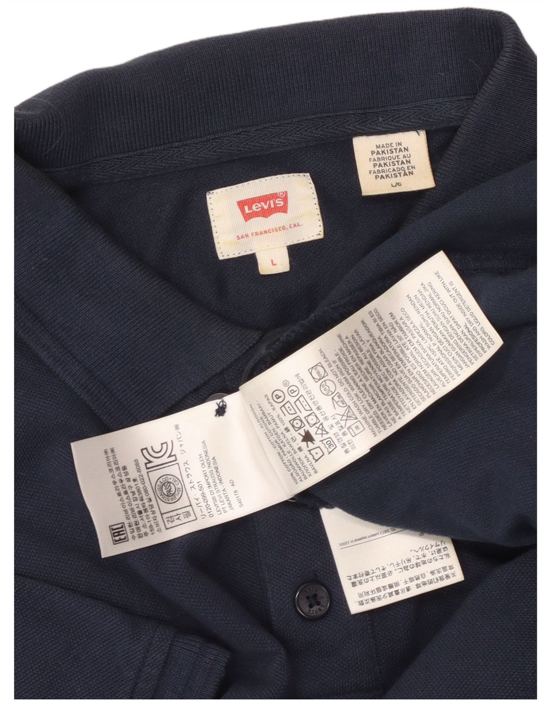 LEVI'S Mens Grant Fit Polo Shirt Large Navy Blue Cotton