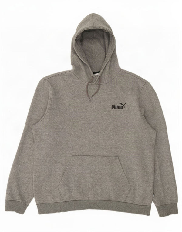 Felpa con cappuccio da uomo Puma Large in cotone grigio