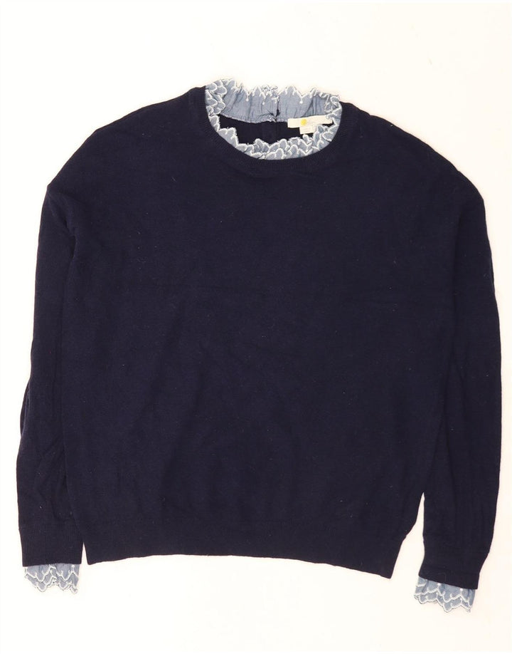 Maglione maglione oversize da donna Boden con collo dolcevita UK 10 piccolo blu navy