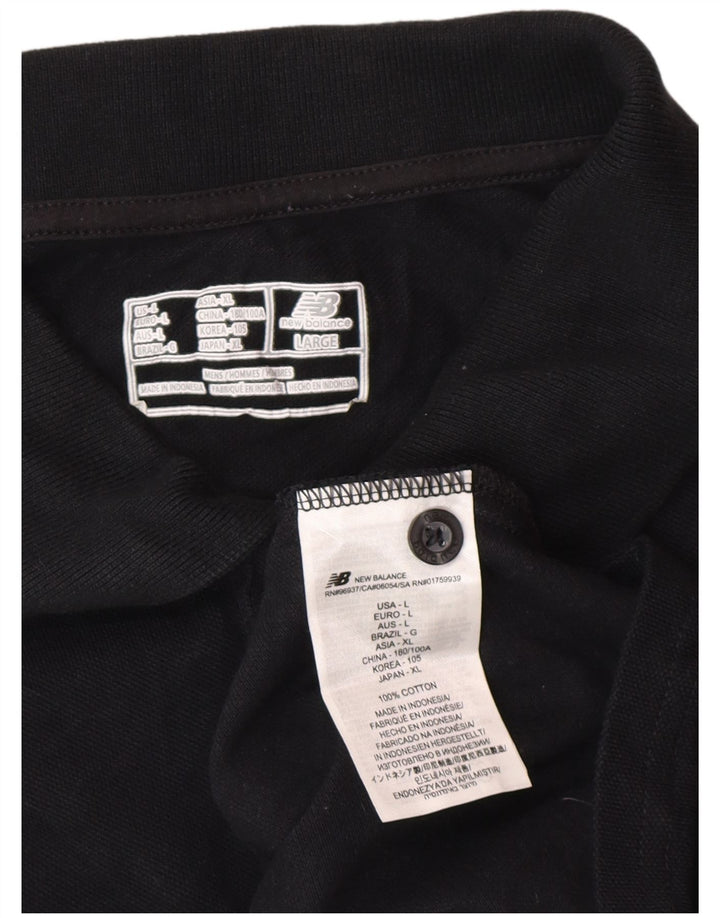 Polo da uomo New Balance grande in cotone nero