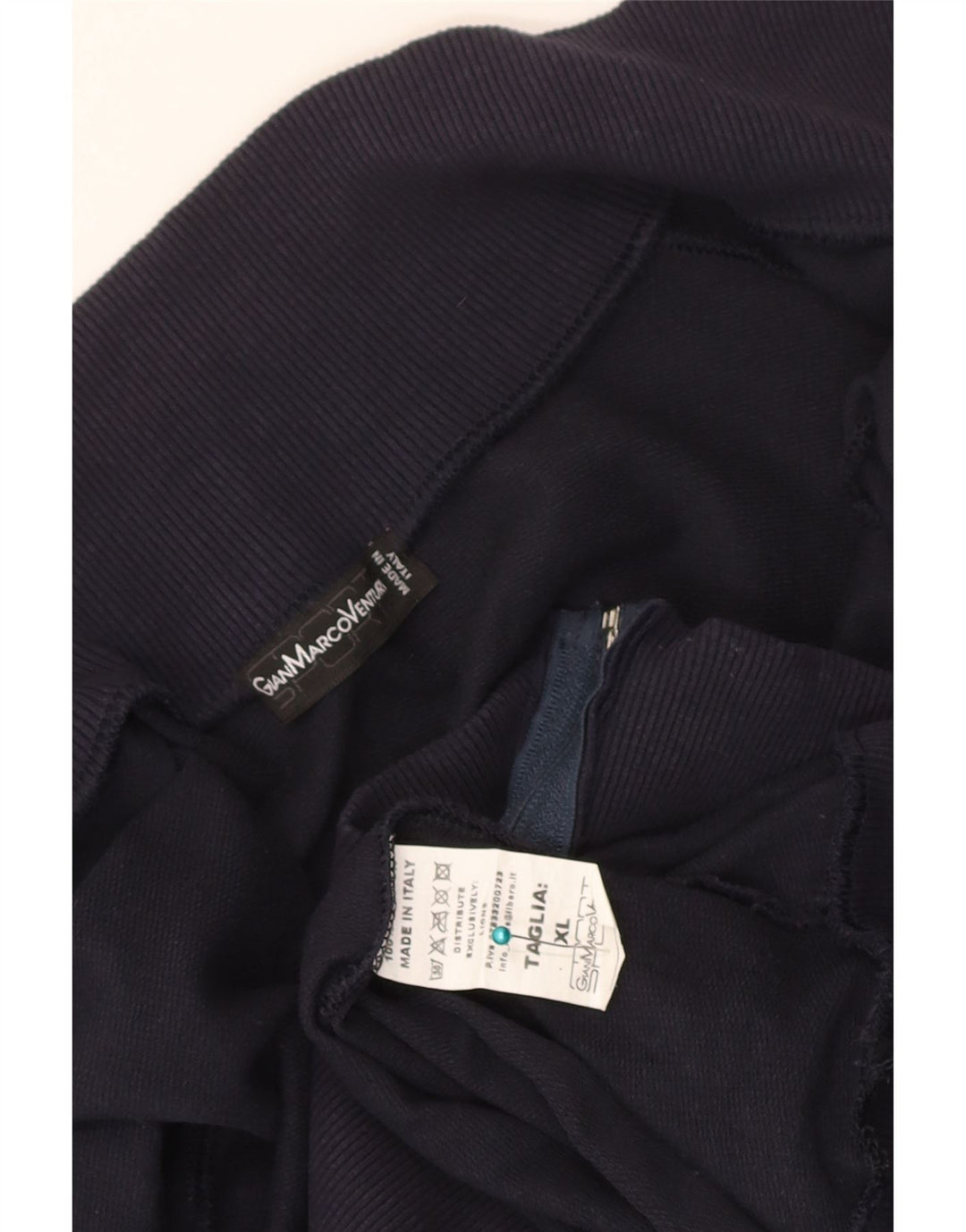 Gianmarco Venturi Giacca da tuta grafica da uomo XL in cotone blu navy