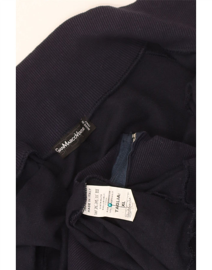 Gianmarco Venturi Giacca da tuta grafica da uomo XL in cotone blu navy