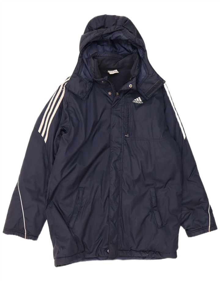 Cappotto imbottito con grafica grafica da uomo Adidas UK 36 Small poliestere blu navy