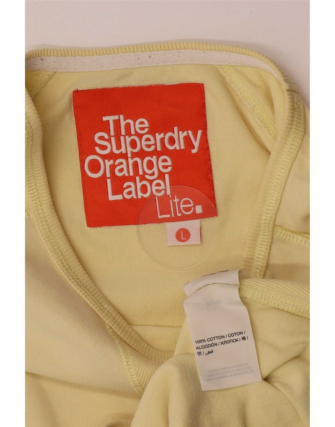 Top da donna a maniche lunghe Superdry UK 14 grande cotone giallo