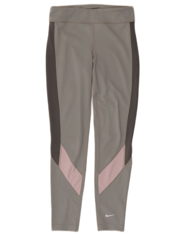 Leggings Dri Fit NIKE per ragazze 10-11 anni in poliestere color block grigio medio