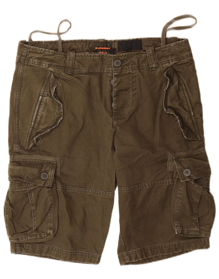 Pantaloncini cargo da uomo Superdry W34 Large Khaki Cotton Army