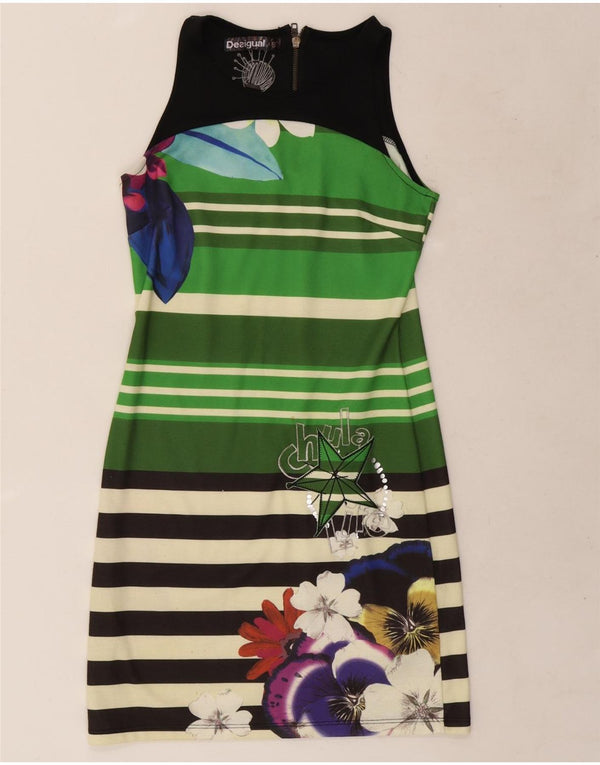 Desigual Abito tubino senza maniche da donna UK 10 Piccolo a righe multicolore