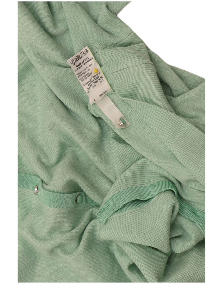 Maglione cardigan da donna Marks & Spencer UK 16 grande viscosa verde