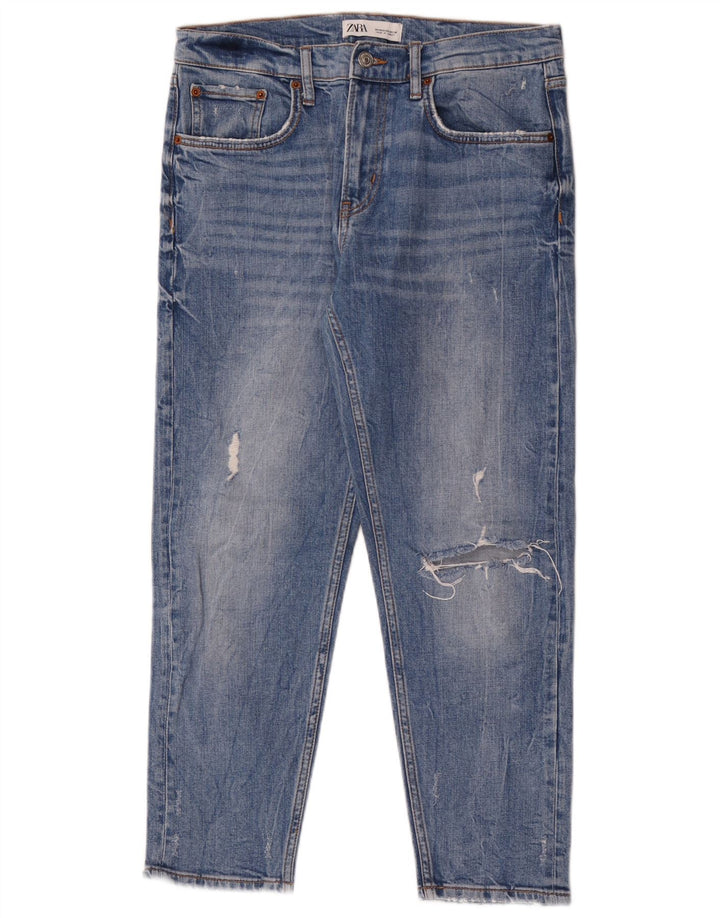 Jeans slim invecchiati Zara da donna EU 40 medi W30 L26 blu